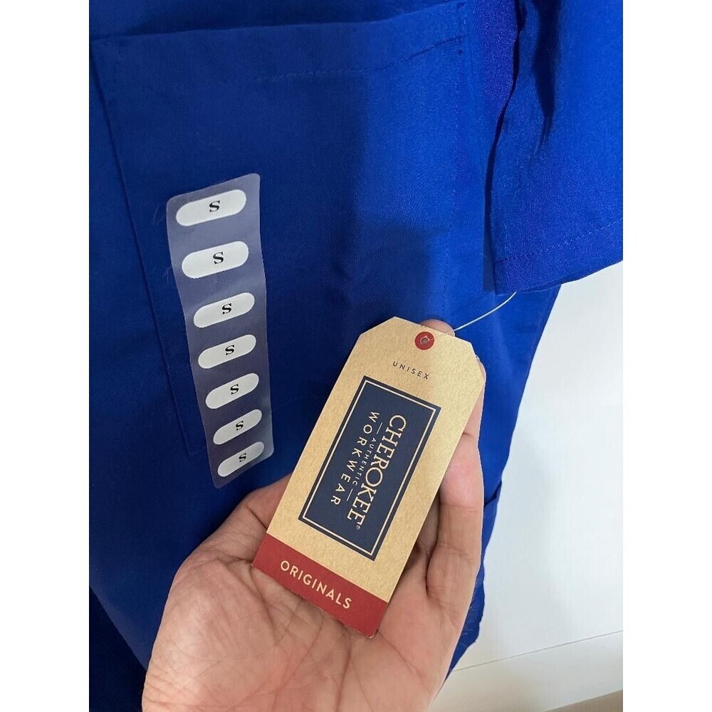 NWT Cherokee S Royal Blue Scrub Top V-Neck Gorpcore Utility Sporty Aesthetic - Picture 4 of 8